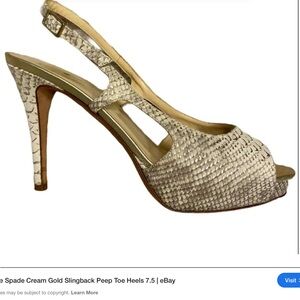 Kate Spade Cream Gold Slingback Peep-Toe Heels 9